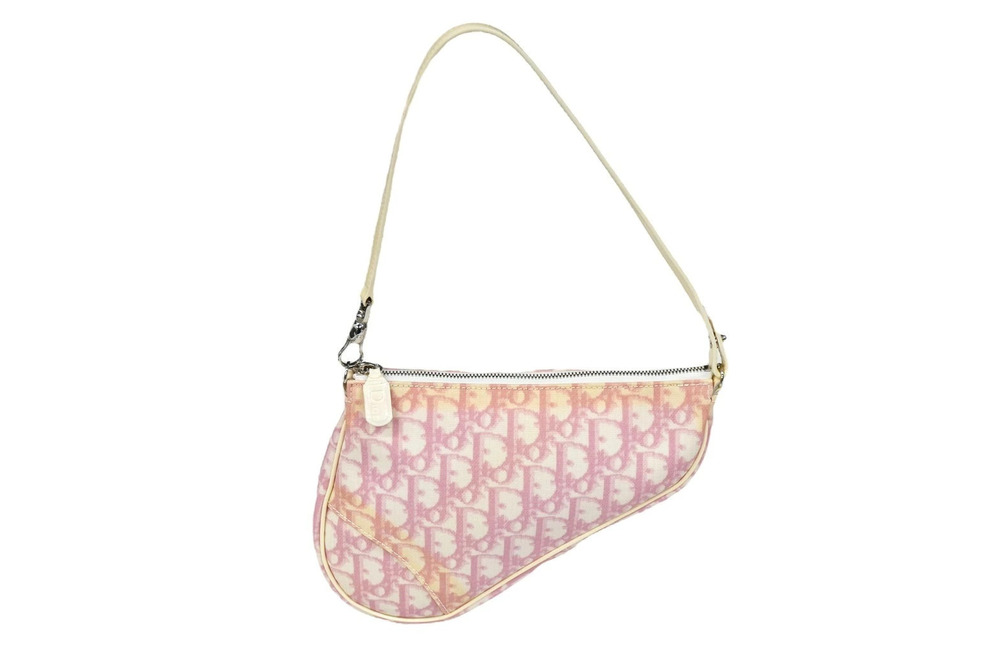 Christian Dior Hobo bag Trotter saddle pink white